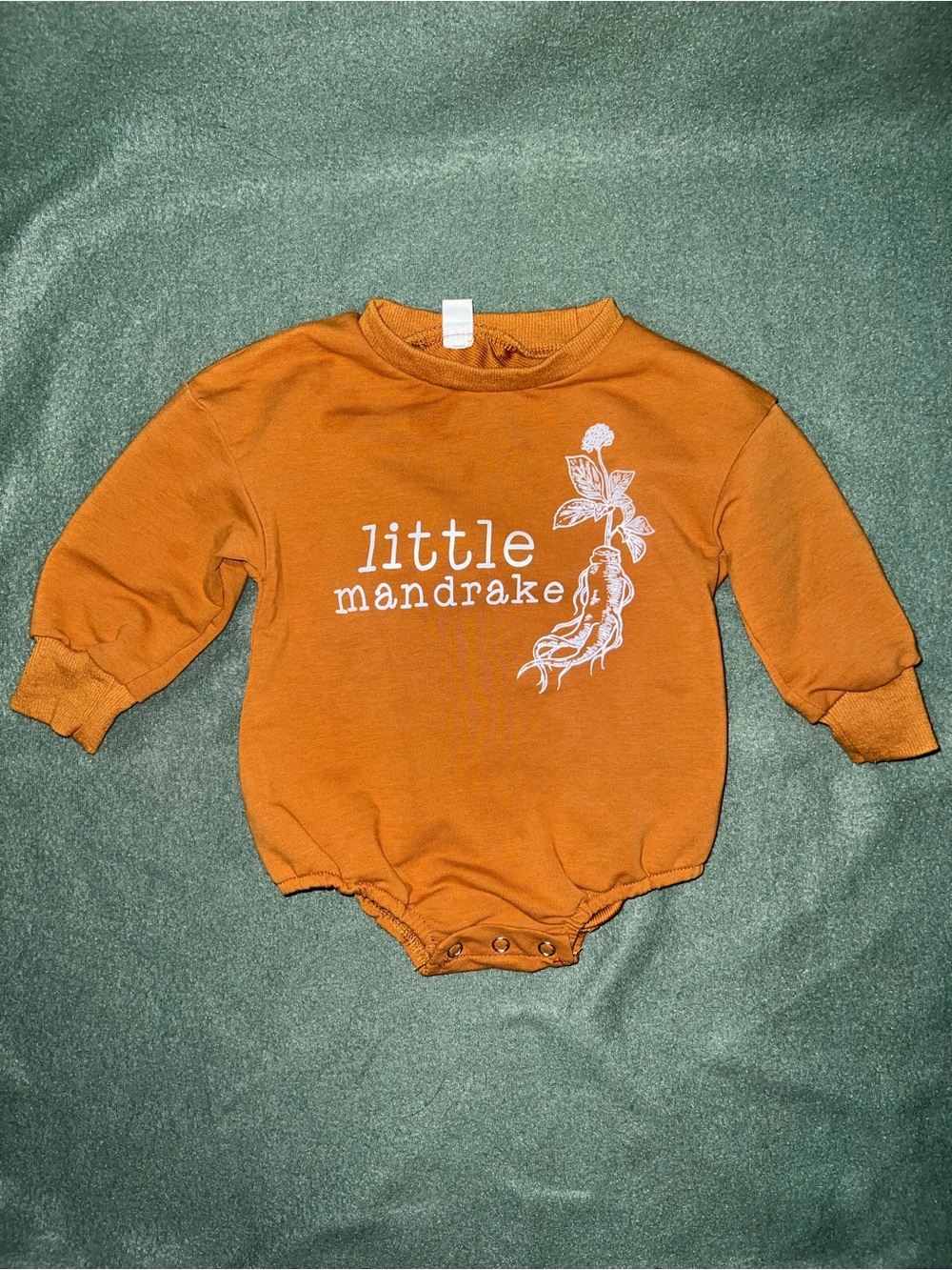 SHEIN Orange Baby Bodysuit with White Botanical Print